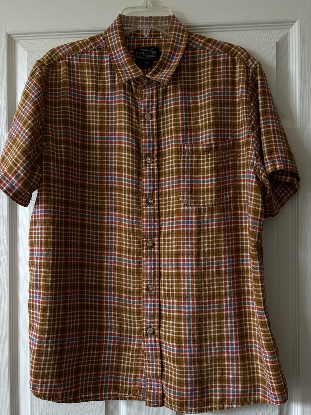 Pendleton Men's Short-Sleeve Plaid Button-Down Shirt - Brown Multi